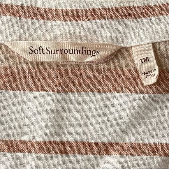 Soft Surroundings Arcata Maxi Dress TALL Medium Stripe Linen Rayon 3/4 Sleeve - Picture 9 of 10